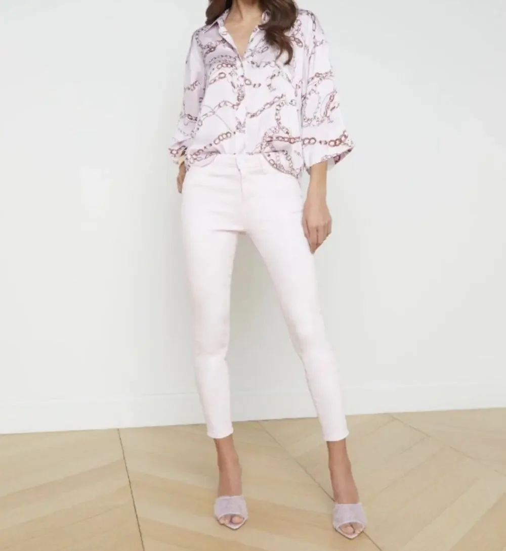 L’Agence Coated Margot Cropped Skinny Jeans in Lilac Snow - Size 10